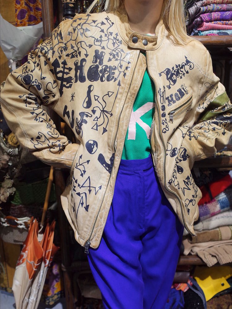 Hand Paint Art Leather Riders Jacket