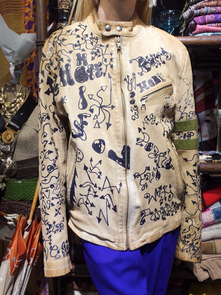 Hand Paint Art Leather Riders Jacket