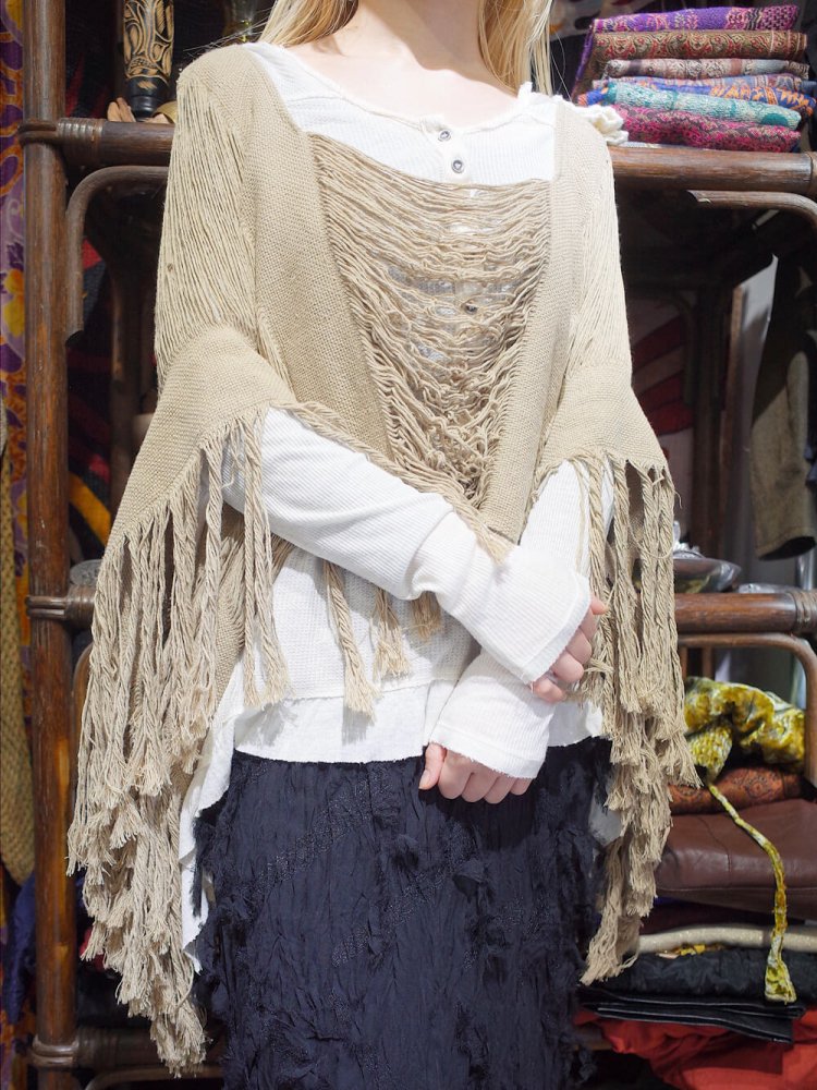 Deformation Fringe Woven Pullover Tops