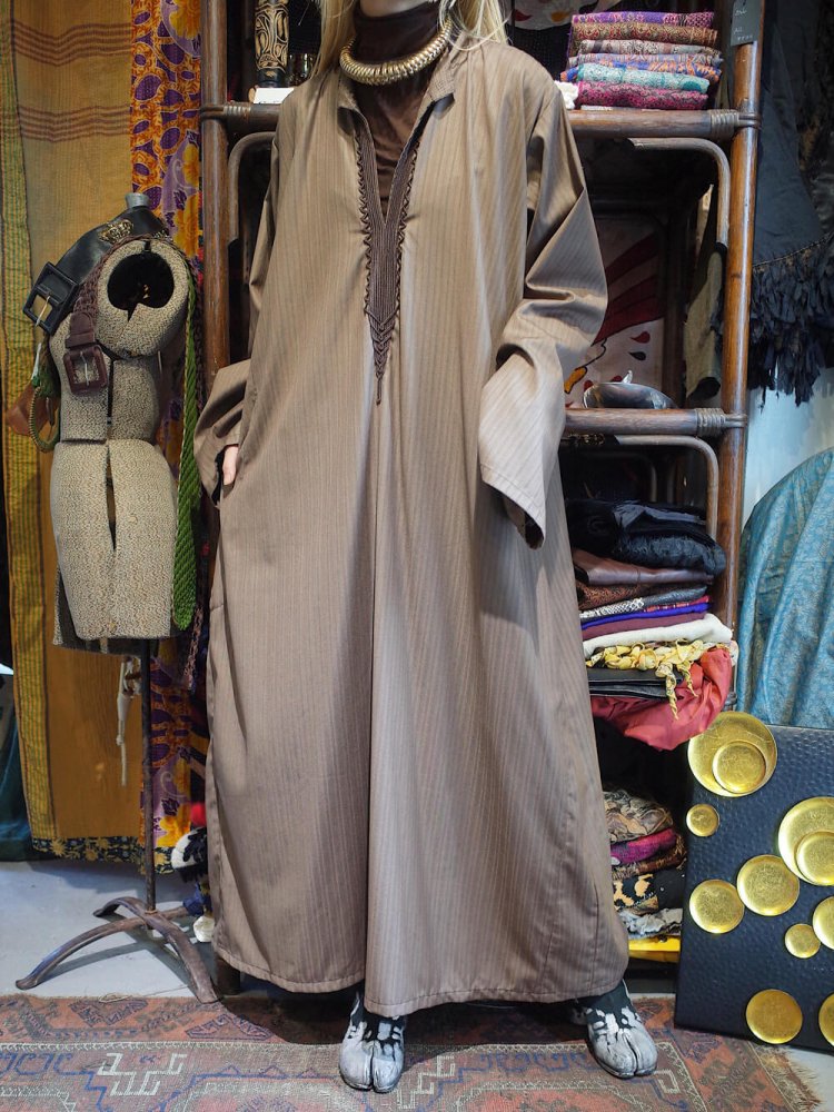 MADE IN EGYPT Embroidery Stripe Kaftan Dress