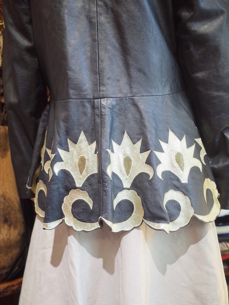 Artwork Peplum Leather Jacket