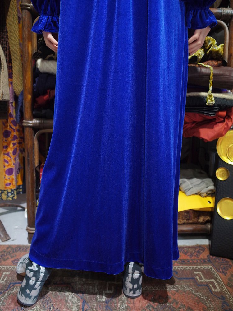 Royal Blue Velvet Frill Dress