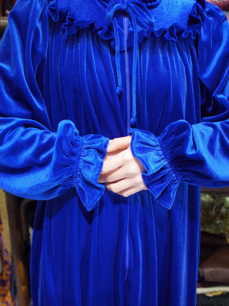 Royal Blue Velvet Frill Dress