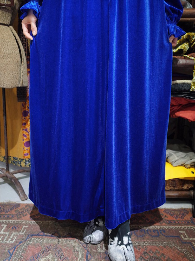 Royal Blue Velvet Frill Dress