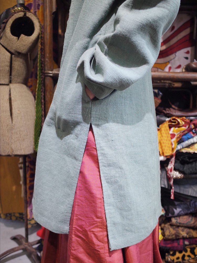 Fade Green Linen China Gown