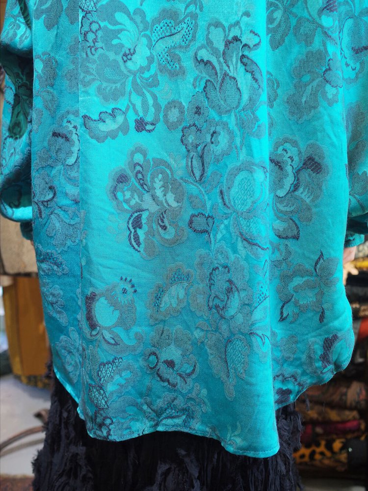 Emerald Flower Jacquard Rayon Big Silhouette Shirt