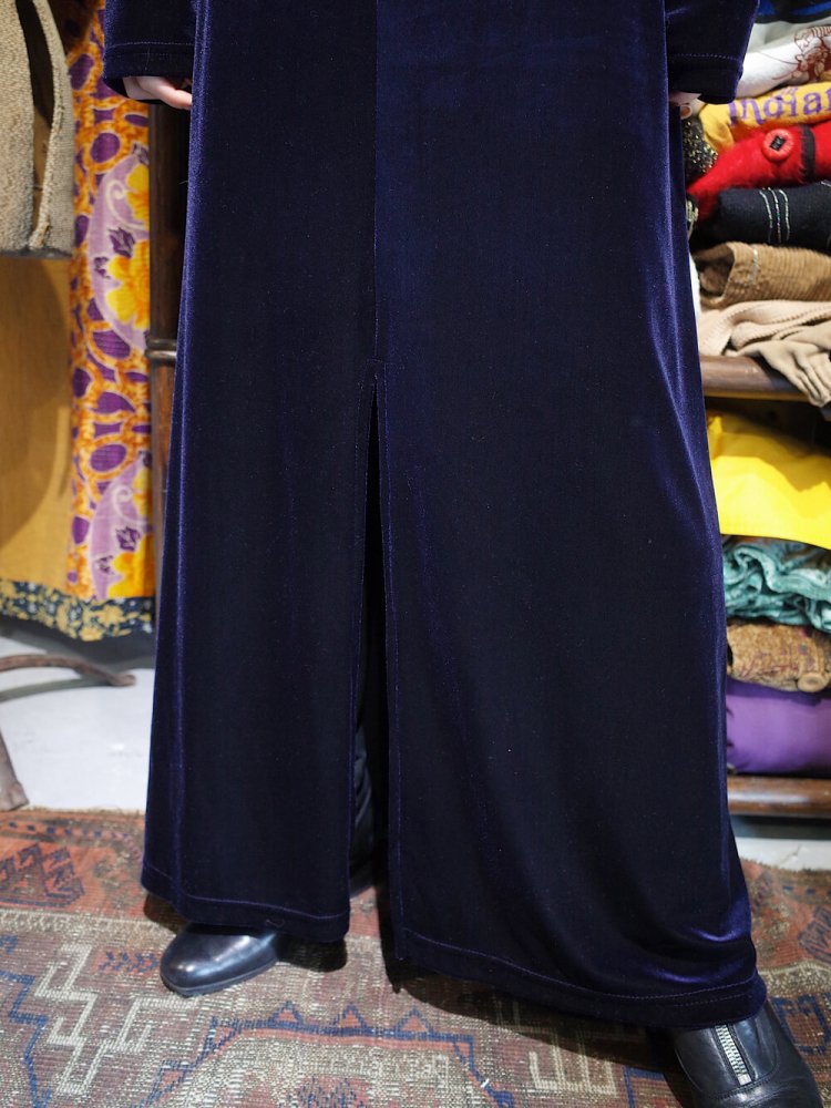 Deep Navy Velvet Front Slit Dress