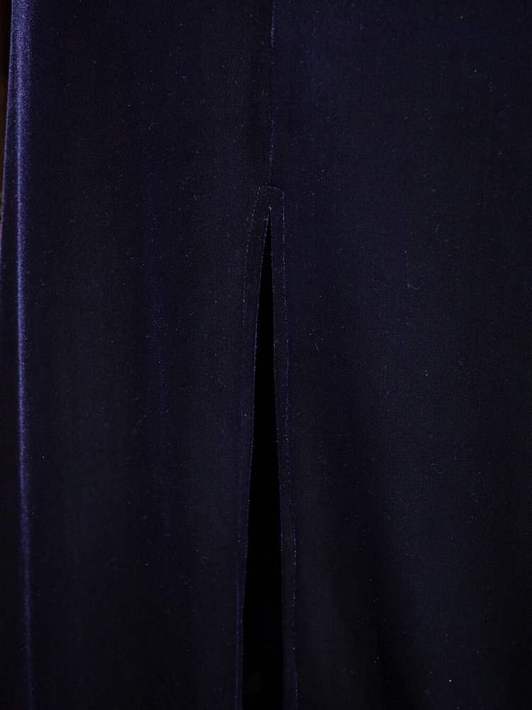 Deep Navy Velvet Front Slit Dress