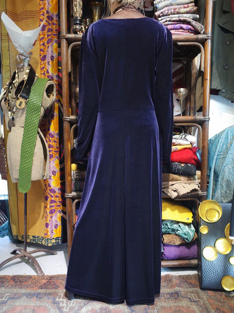 Deep Navy Velvet Front Slit Dress