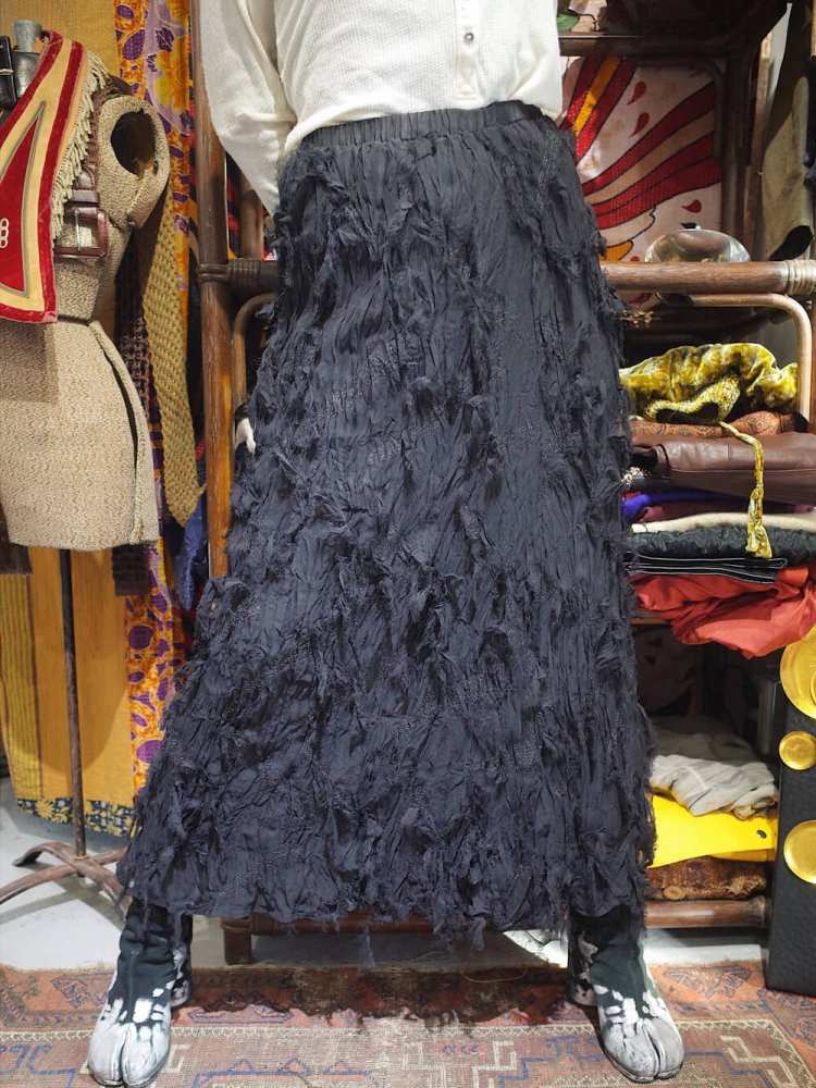 Black Sheer Shaggy Skirt