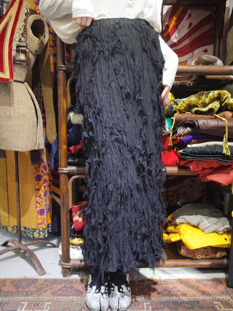 Black Sheer Shaggy Skirt