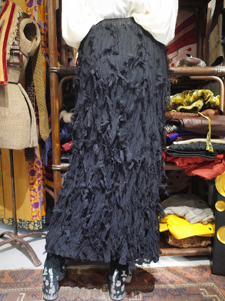 Black Sheer Shaggy Skirt