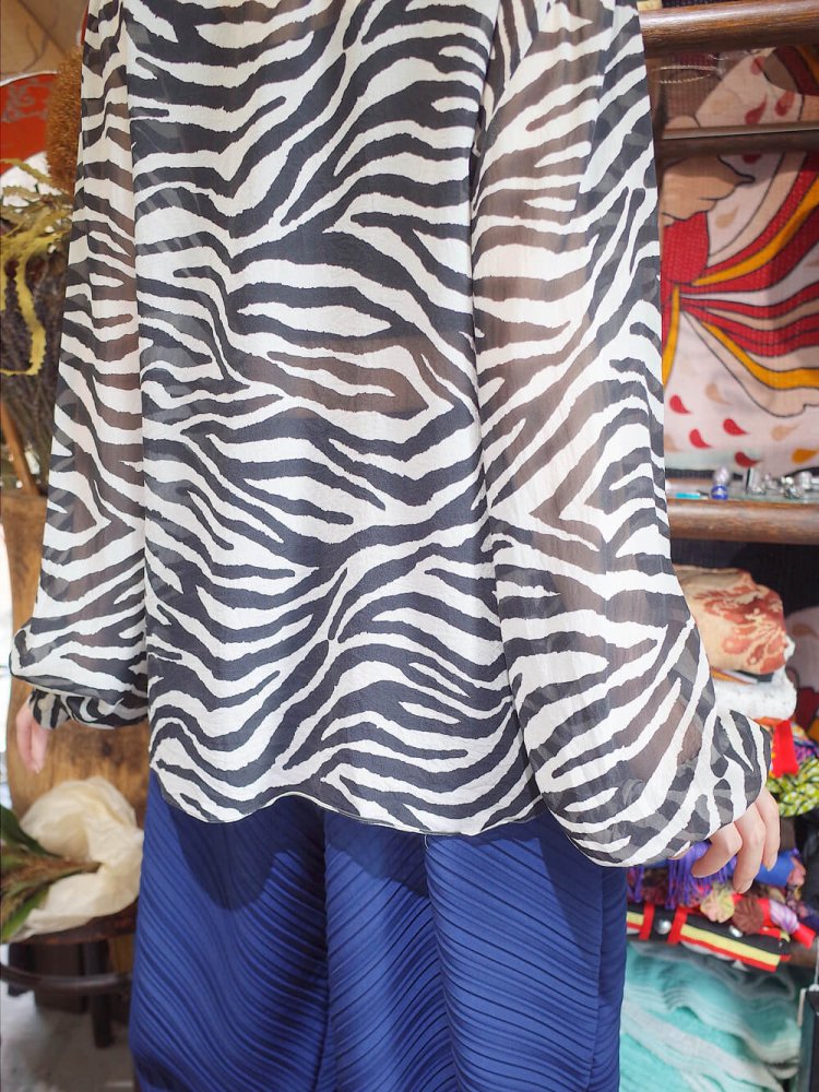 Zebra Sheer Silk Frill Shirt