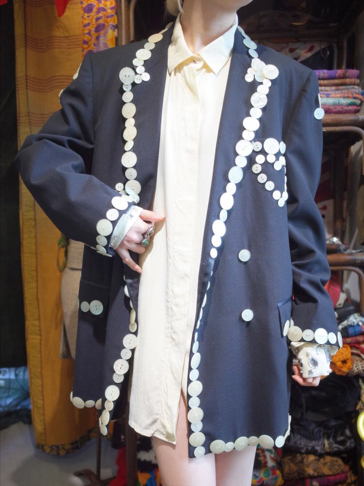 ヴィンテージ アーティストカスタム ボタン刺繍 テーラードジャケット 