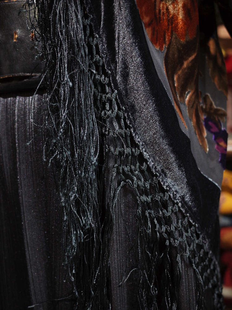 Velvet  Sheer Fringe Long Tail Gown