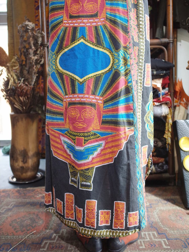 c.1970s "Totem Pole" Face Pattern Dress