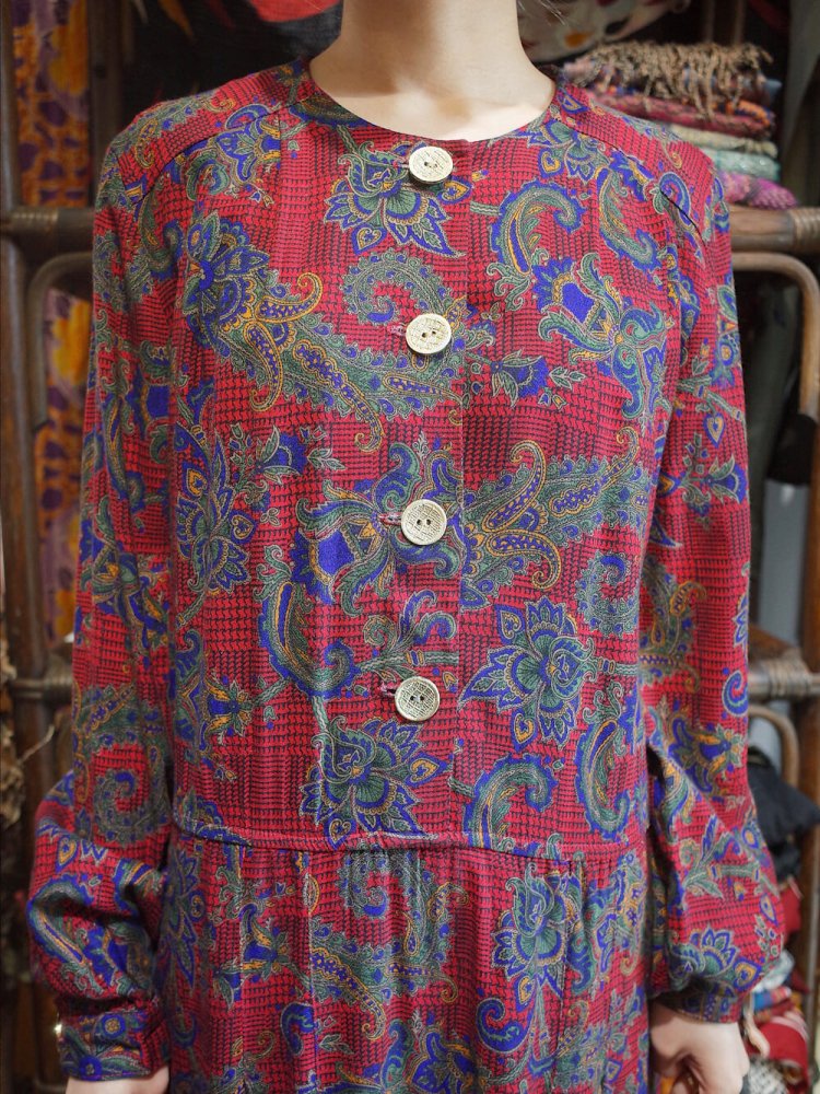 Classical Paisley Rayon Dress