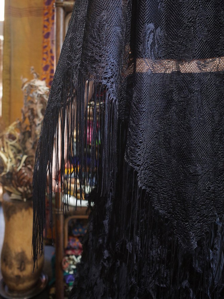 Black Lace Fringe Poncho