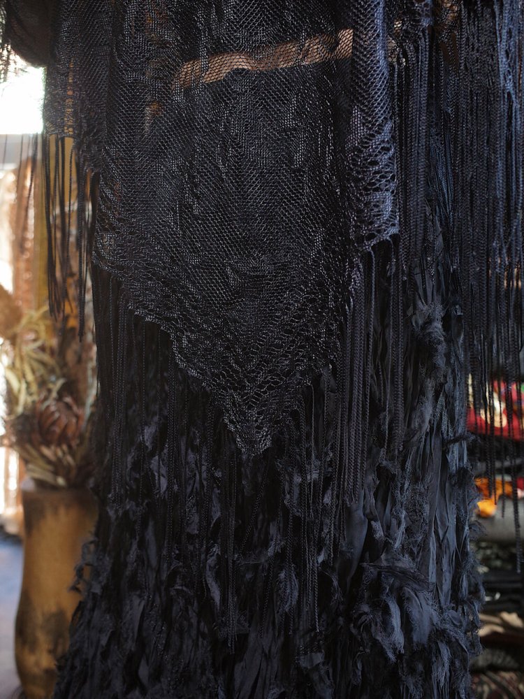 Black Lace Fringe Poncho