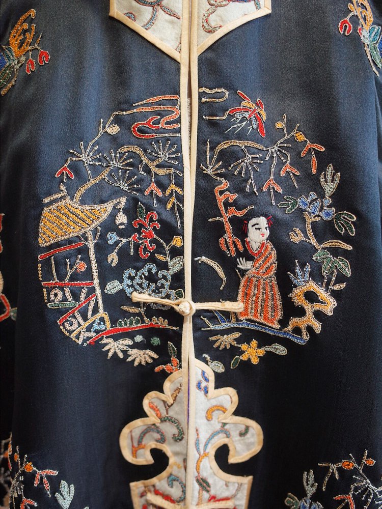 c.1930s Chinese Embroidery Silk Gown