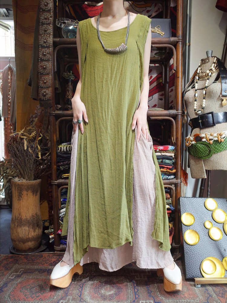 Rayon Gaze Layered Dress Moss Green