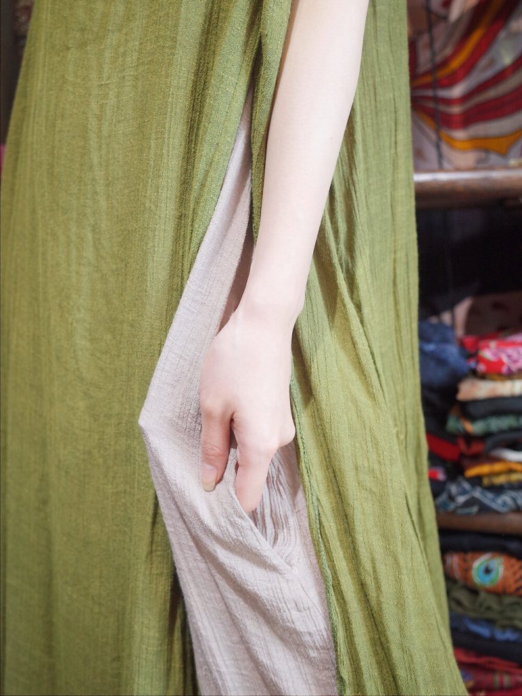 Rayon Gaze Layered Dress Moss Green