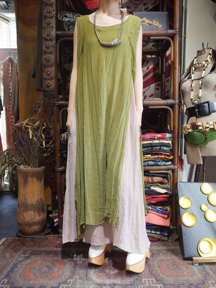 Rayon Gaze Layered Dress Moss Green