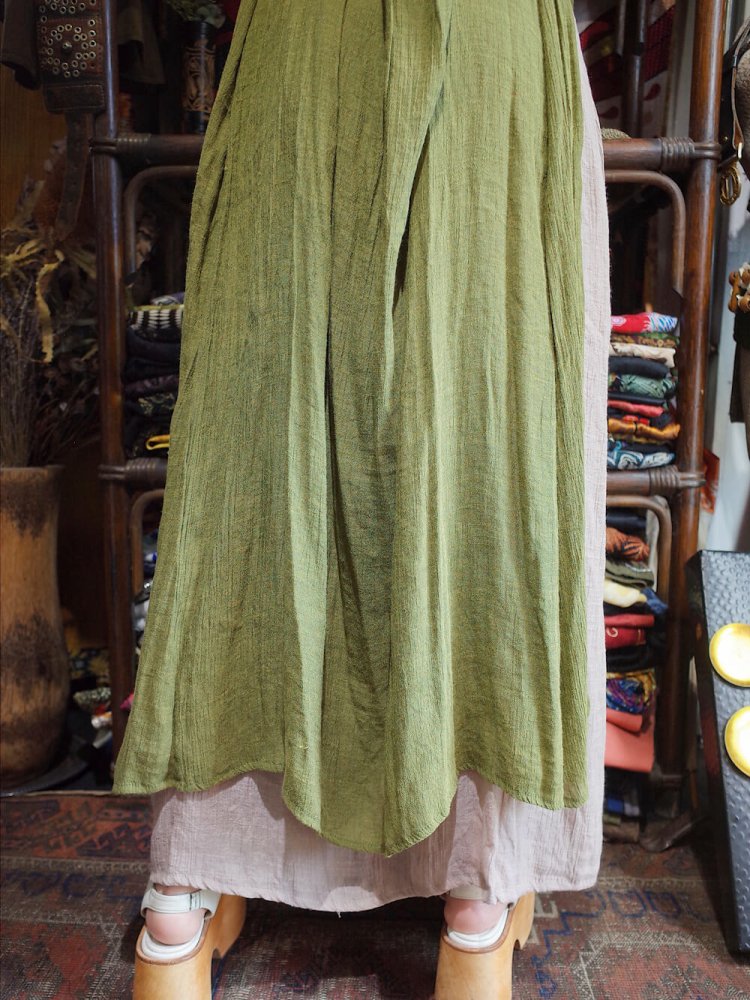 Rayon Gaze Layered Dress Moss Green