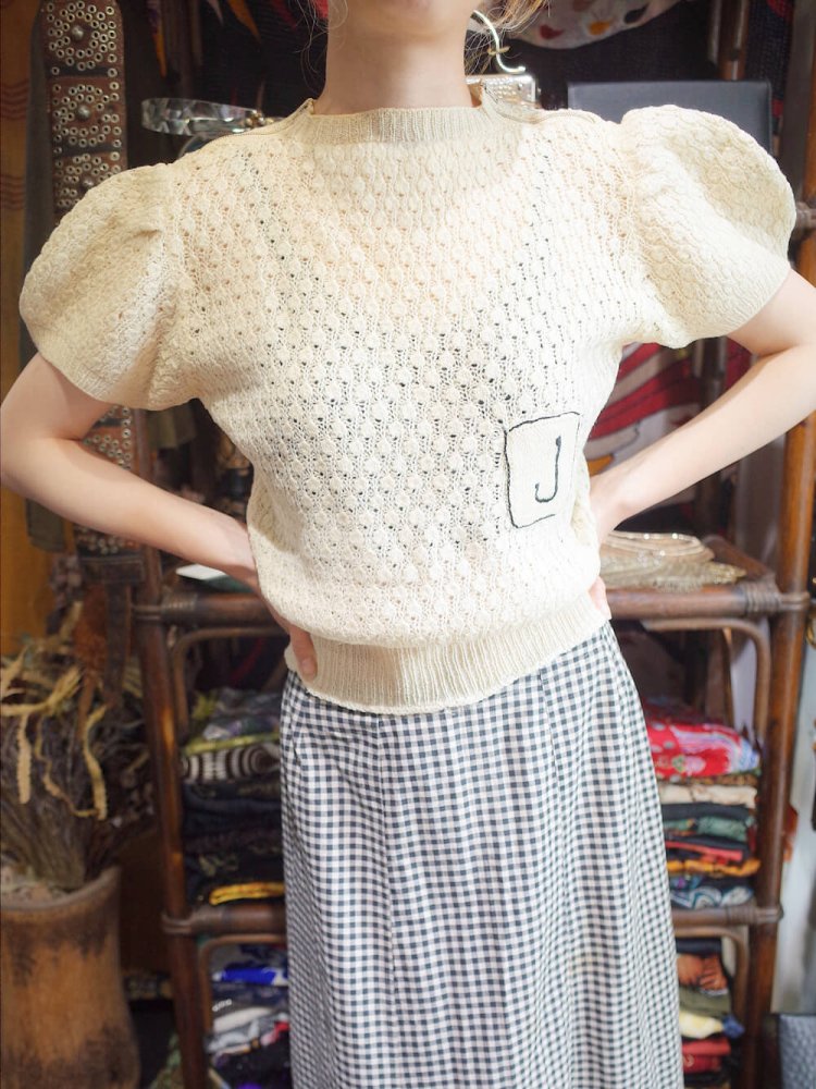 c.1930s J Puff Sleeves Summer Knit