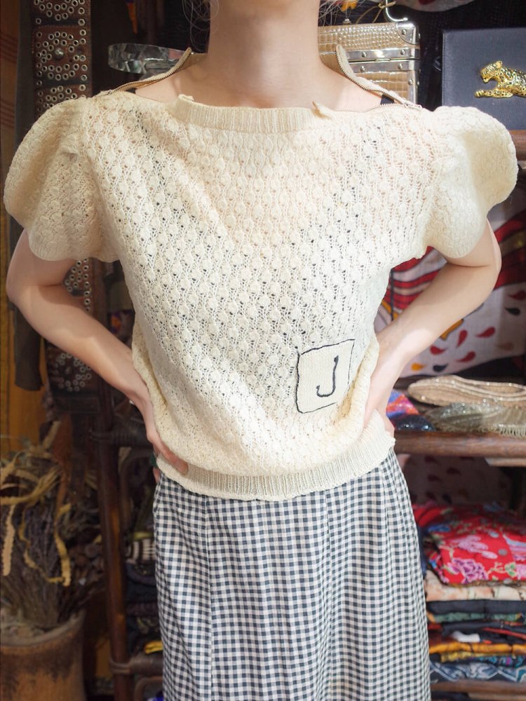 c.1930s J Puff Sleeves Summer Knit