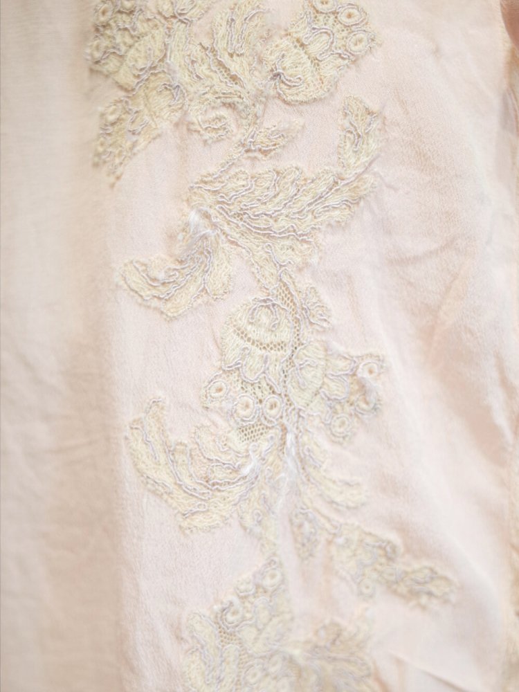 c.1920~30s Antique Silk Lingerie Embroidery Blouse