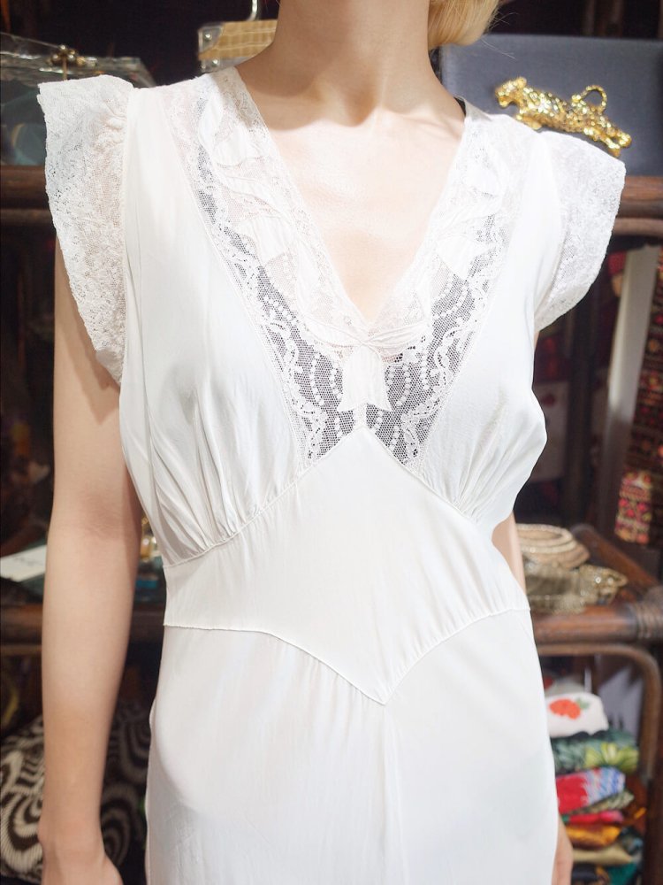 c.1940s Vintage White Lingerie Dress 1