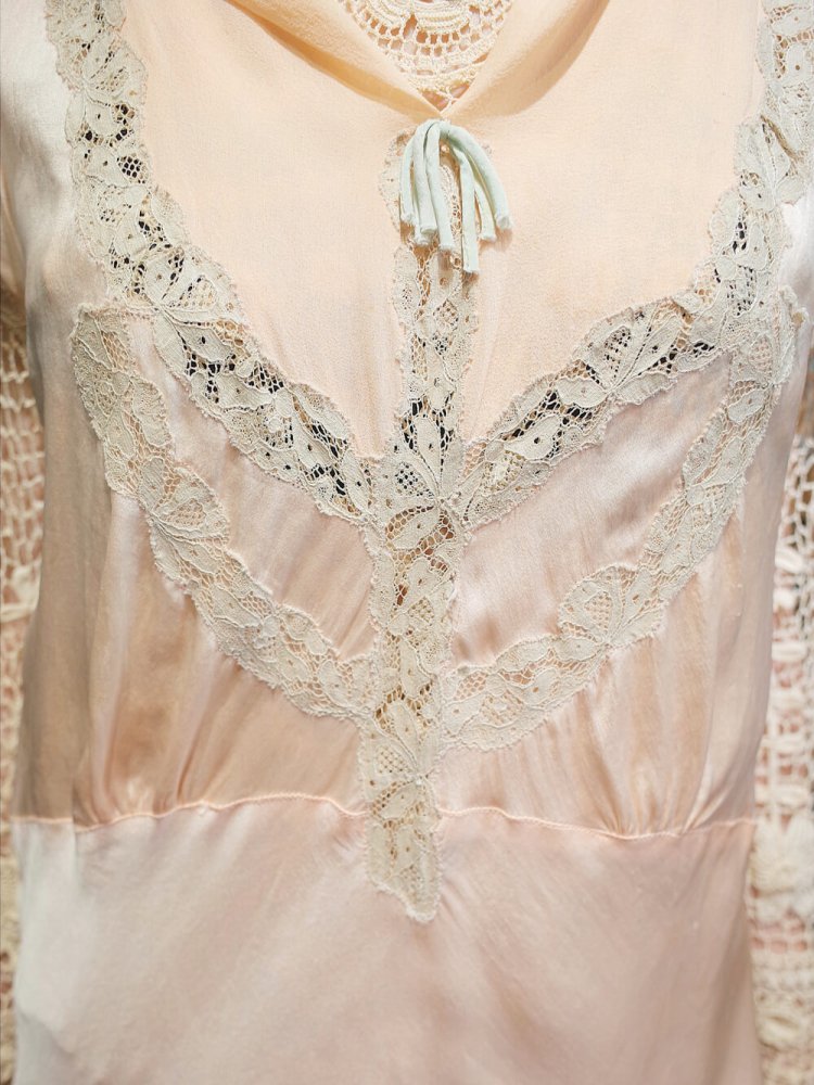 c.1920~30s Antique Silk Lingerie Dress