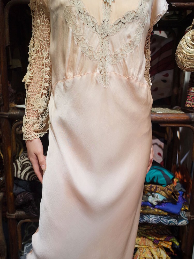 c.1920~30s Antique Silk Lingerie Dress