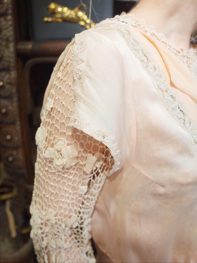 c.1920~30s Antique Silk Lingerie Dress