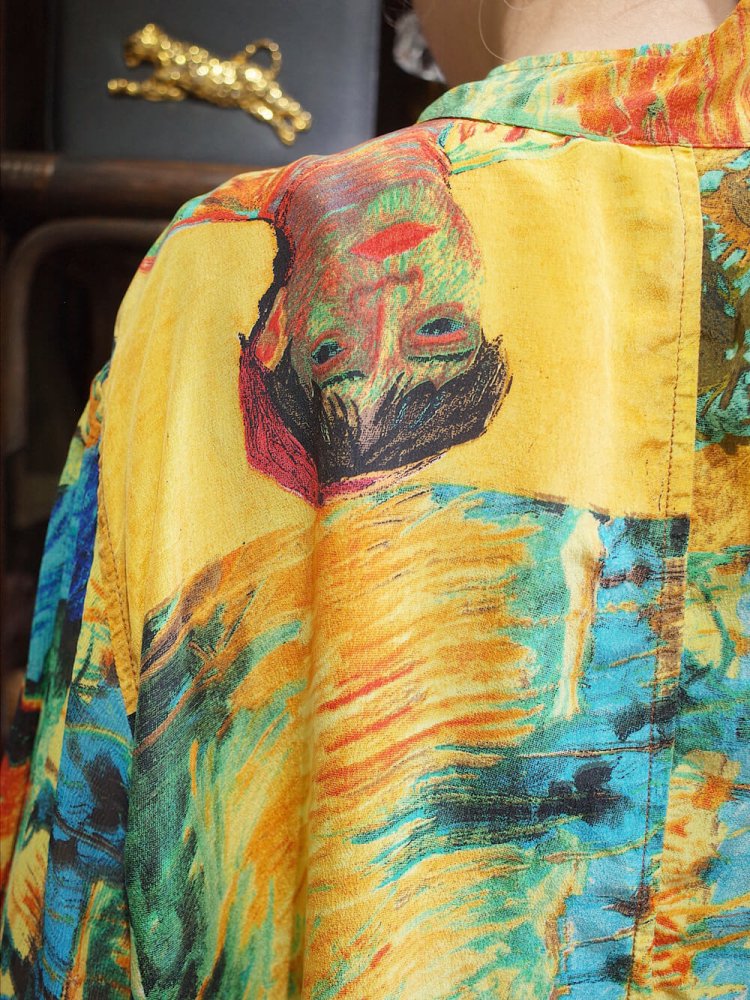 People  Butterfly  Sunflower Art Silk Shirt