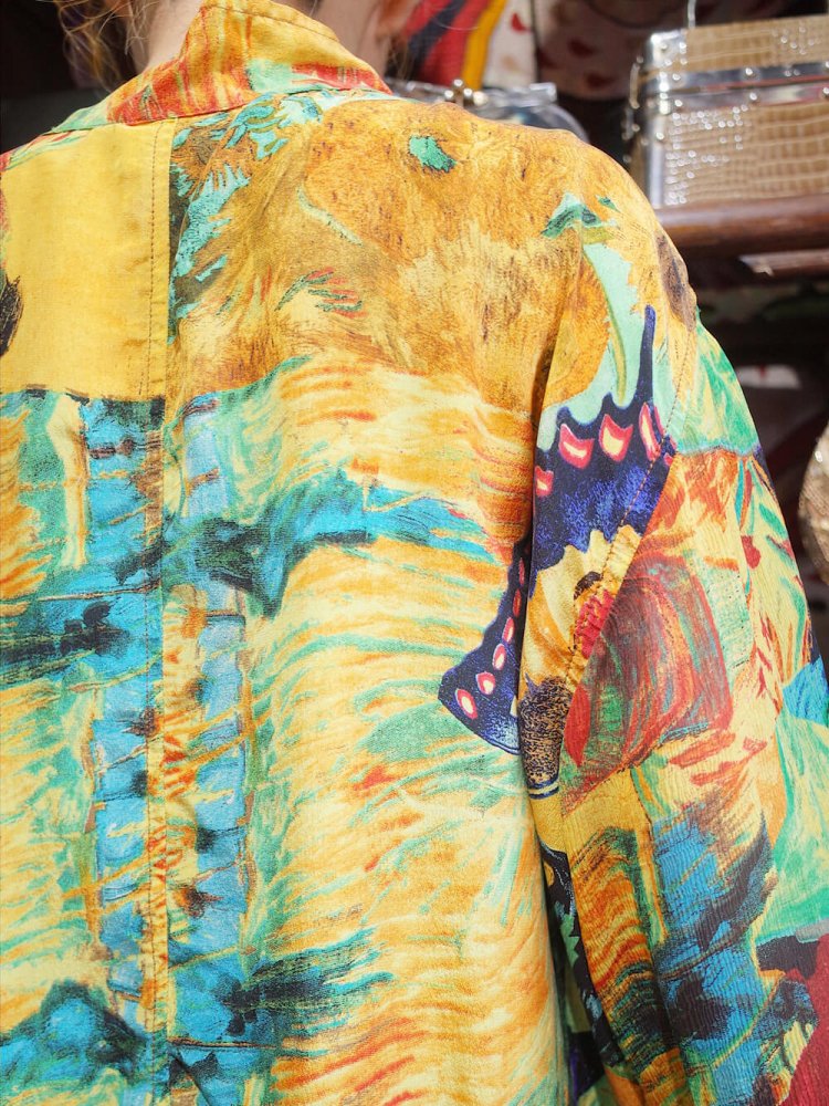 People  Butterfly  Sunflower Art Silk Shirt