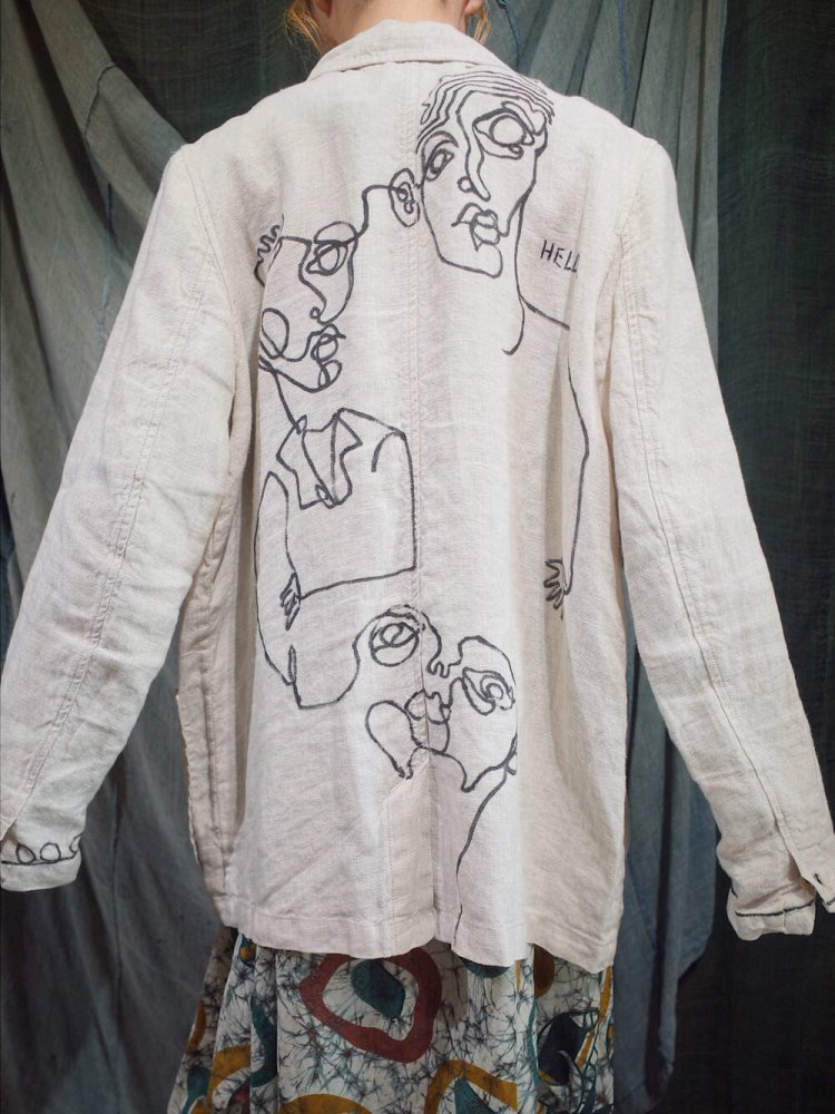 end vintage  Yusuke MaedaHand Paint Remake Linen Jacket