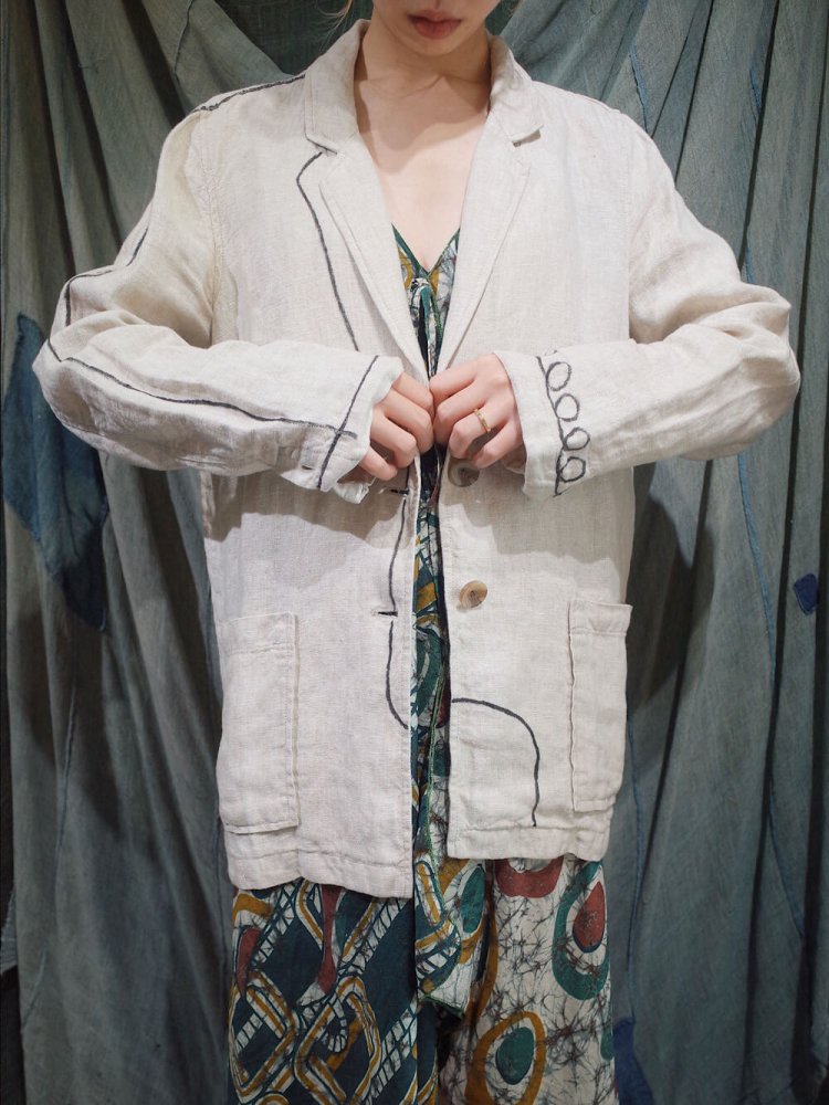 end vintage  Yusuke MaedaHand Paint Remake Linen Jacket