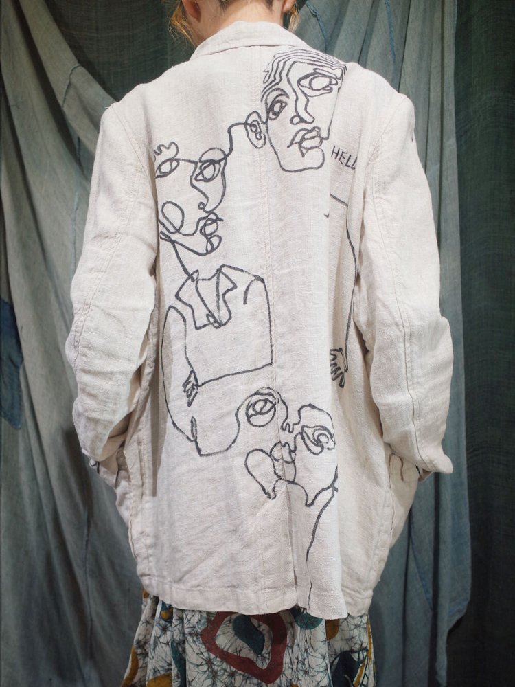 end vintage  Yusuke MaedaHand Paint Remake Linen Jacket