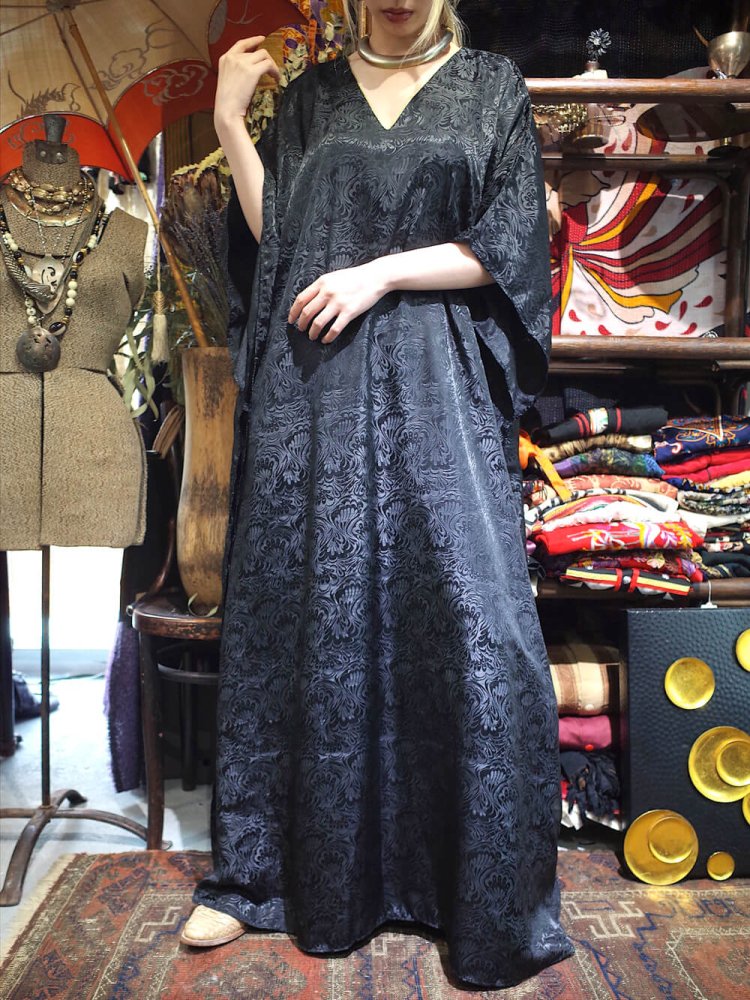 Black Shadow Pattern Kaftan Dress