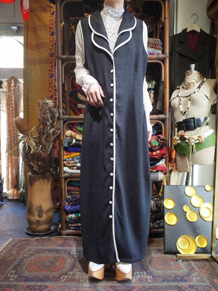 Black & White Piping Dress / Long Vest