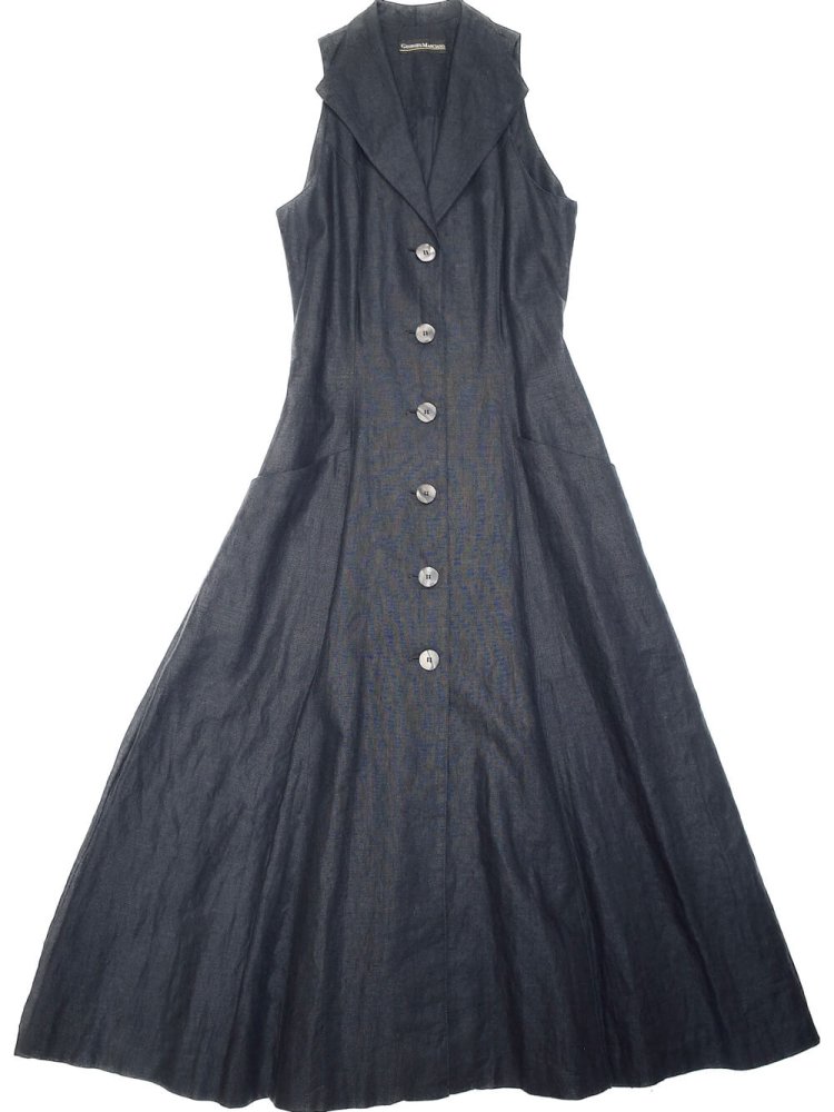 Black Linen Beautiful Silhouette Dress / Long Vest