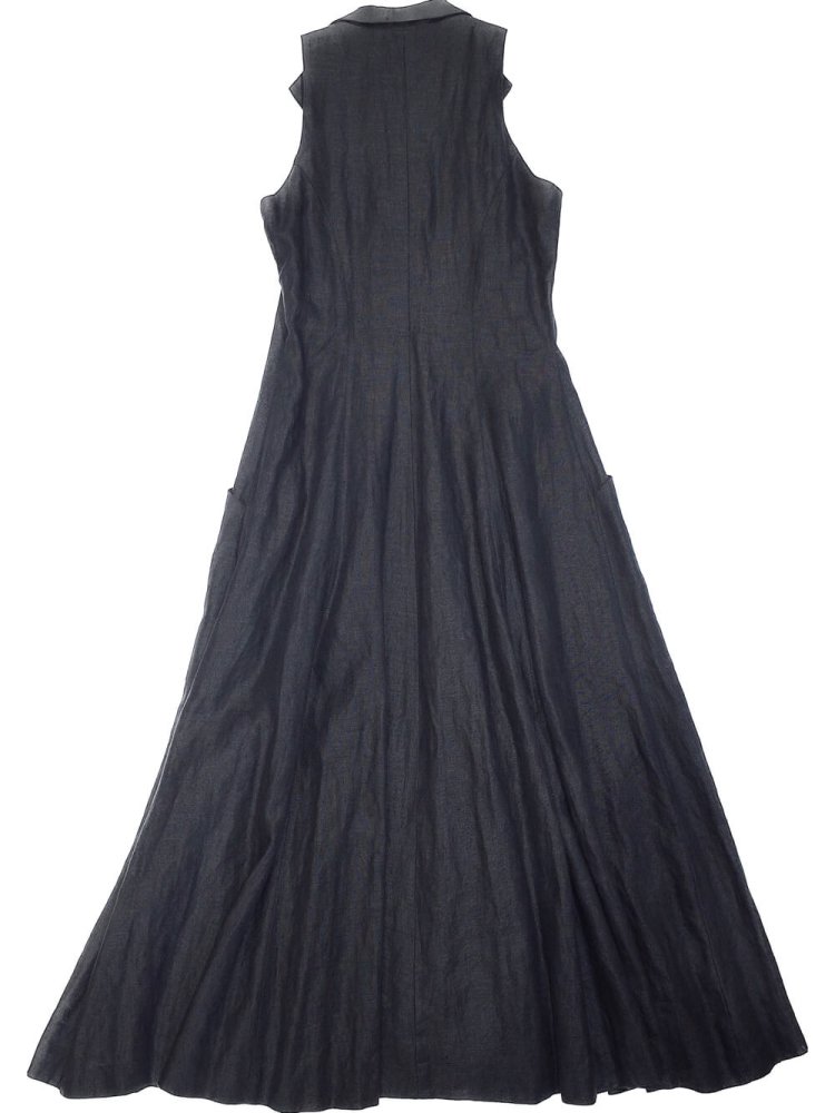 Black Linen Beautiful Silhouette Dress / Long Vest