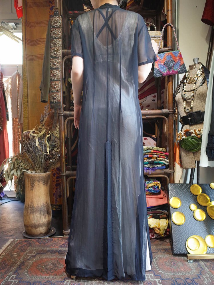 Flower Embroidery Sheer Rayon China Gown