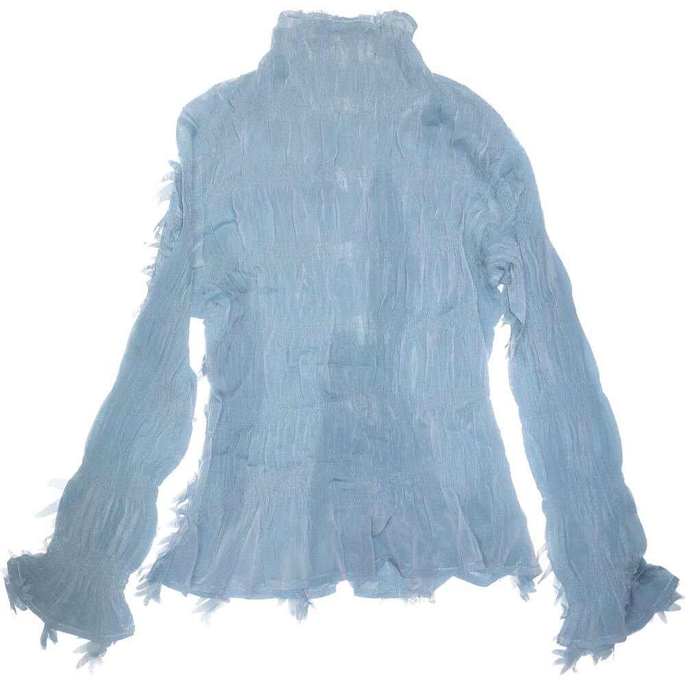 Ice Blue Sheer Shaggy Wrinkle Shirt