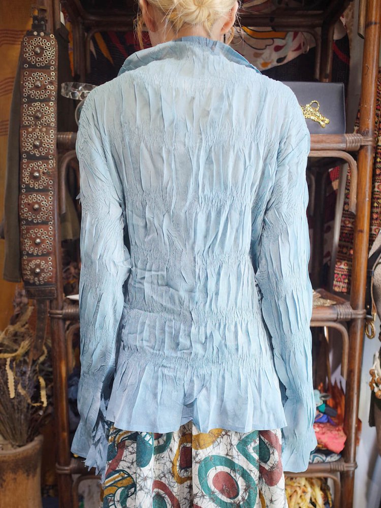 Ice Blue Sheer Shaggy Wrinkle Shirt