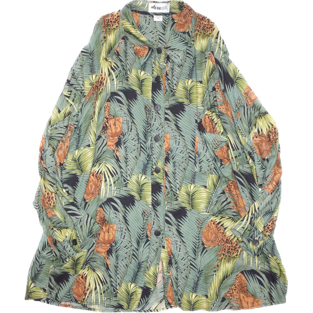 Jungle Panther Super Big Silhouette Rayon Shirt