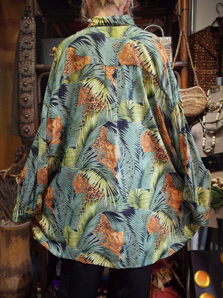 Jungle Panther Super Big Silhouette Rayon Shirt