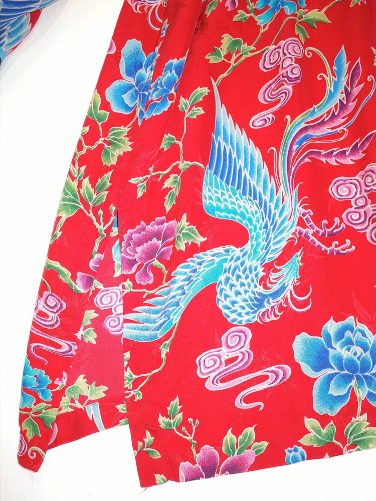 Oriental People  Flower  Phoenix Silk Long China Shirt